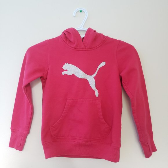 🦋UNISEX Pink Puma Glitter Sweatshirt Pull Hoodie - Picture 2 of 8